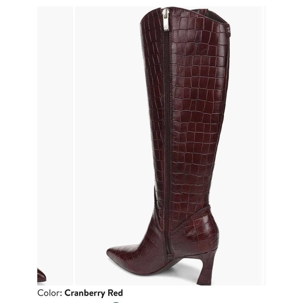 Naturalizer Emily Boots Womens Size 8W Cranberry Red Leather Knee High Stiletto - Picture 2 of 16